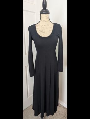 Marine Layer Lexi Rib Fit & Flare Maxi Dress Vintage Black XS NWT
